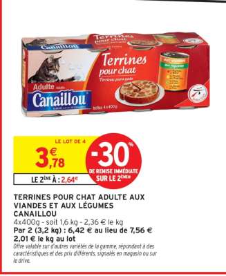 TERRINES POUR CHAT ADULTE AUX VIANDES ET AUX LÉGUMES CANAILLOU