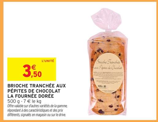 BRIOCHE TRANCHÉE AUX PÉPITES DE CHOCOLAT “LA FOURNÉE DORÉE”