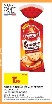 Brioche tranchée aux pépites de chocolat