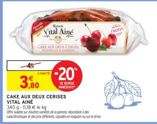 CAKE AUX DEUX CERISES VITAL AINÉ