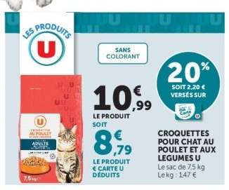 CROQUETTES POUR CHAT AU POULET ET AUX LEGUMES U