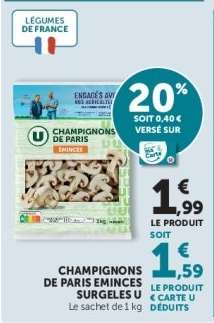 CHAMPIGNONS DE PARIS EMINCES SURGELES U