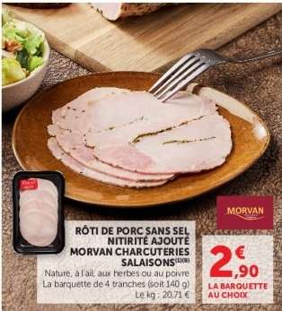 Rôti de porc sans sel nitrite ajouté Morvan Charcuteries Salaisons