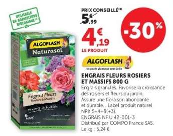ENGRAIS FLEURS ROSIERS ET MASSIFS 800 G
