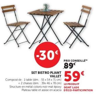 Set Bistro Pliant Vallet