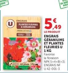 ENGRAIS GÉRANIUMS ET PLANTES FLEURIES U 1 KG