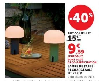 LAMPE DE TABLE RECHARGEABLE HT 22 CM