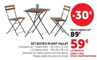 Set Bistro Pliant Vallet