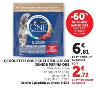 CROQUETTES POUR CHAT STERILISE OU JUNIOR PURINA ONE