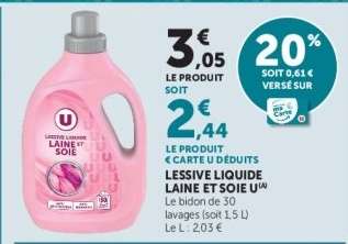 LESSIVE LIQUIDE LAINE ET SOIE U