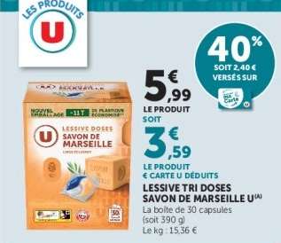 LESSIVE TRI DOSES SAVON DE MARSEILLE U