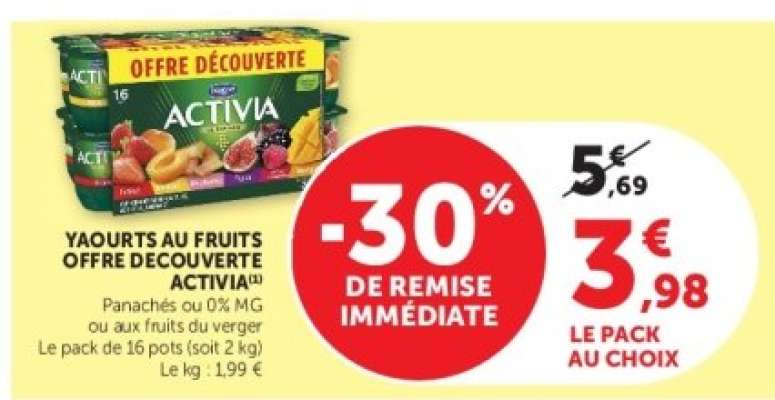 Yaourts au fruits Offre Découverte Activia