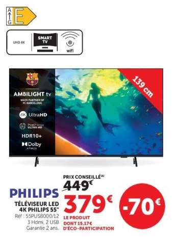 PHILIPS TÉLÉVISEUR LED 4K PHILIPS 55"