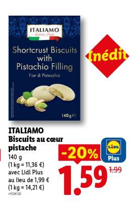 ITALIAMO Biscuits au cœur pistache