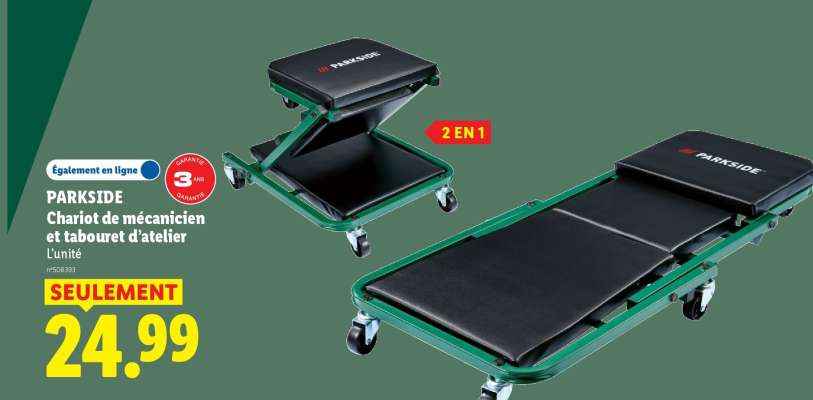 PARKSIDE Chariot de mécanicien et tabouret d'atelier