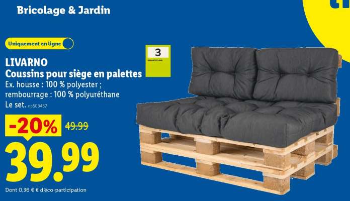 LIVARNO Coussins pour siège en palettes