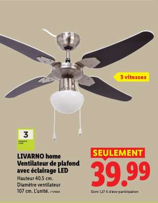 LIVARNO home Ventilateur de plafond avec éclairage LED