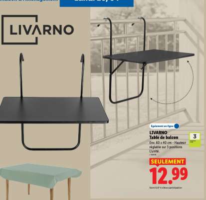 LIVARNO Table de balcon
