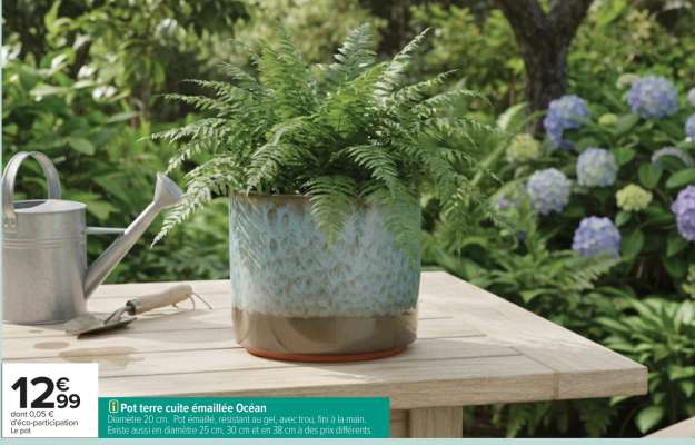 Pot terre cuite émaillée Océan