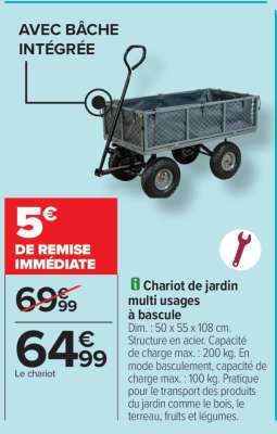 Chariot de jardin multi usages à bascule