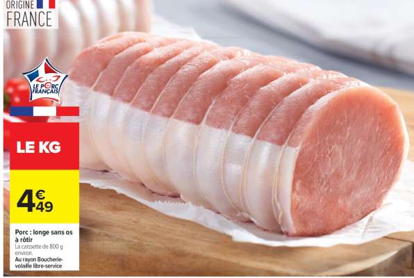 Porc : longe sans os à rôtir
