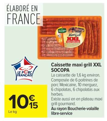 Caissette maxi grill XXL SOCOPA