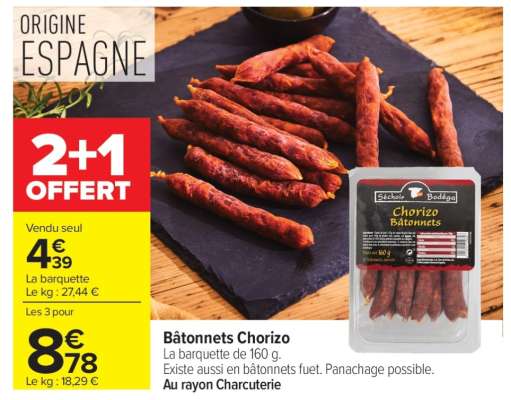 Bâtonnets Chorizo