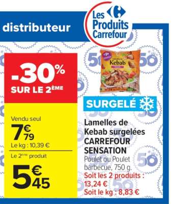 Lamelles de kebab surgelées CARREFOUR SENSATION