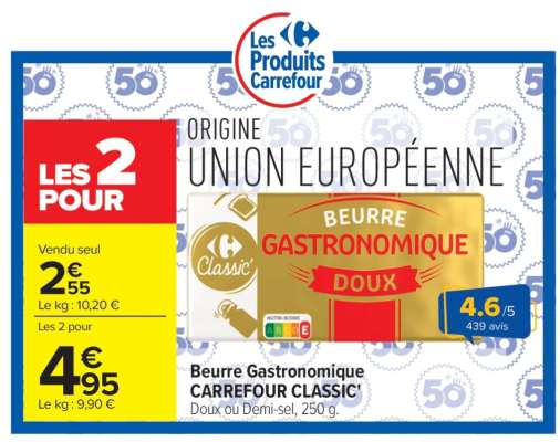 Beurre Gastronomique CARREFOUR CLASSIC’