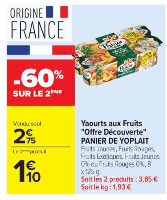 Yaourts aux fruits «Offre découverte» PANIER DE YOPLAIT