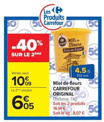 Miel de fleurs CARREFOUR ORIGINAL