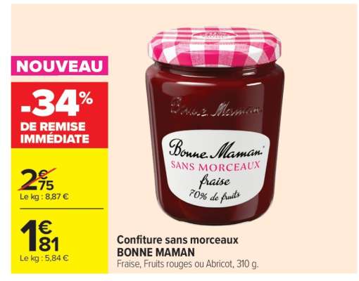 Confiture sans morceaux BONNE MAMAN
