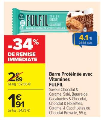 BARRE PROTÉINÉE AVEC VITAMINES “FULFIL”