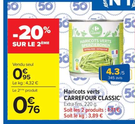 Haricots verts CARREFOUR CLASSIC'