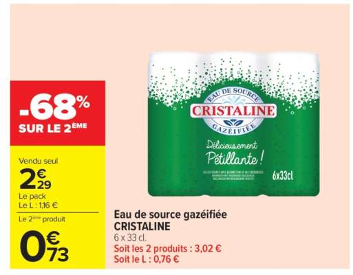 Eau de Source Gazéifiée 'Cristaline'