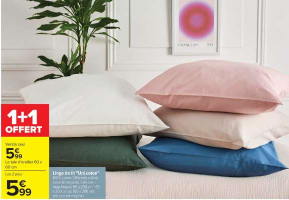 Linge de lit ''Uni coton''