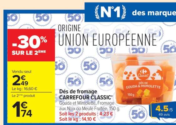 Dés de fromage CARREFOUR CLASSIC'