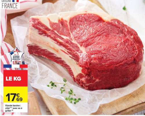 VIANDE BOVINE CÔTE *** AVEC OS À GRILLER