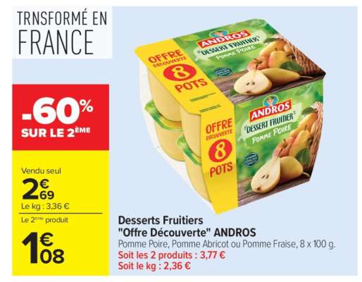 Desserts fruitiers "Offre Découverte" ANDROS