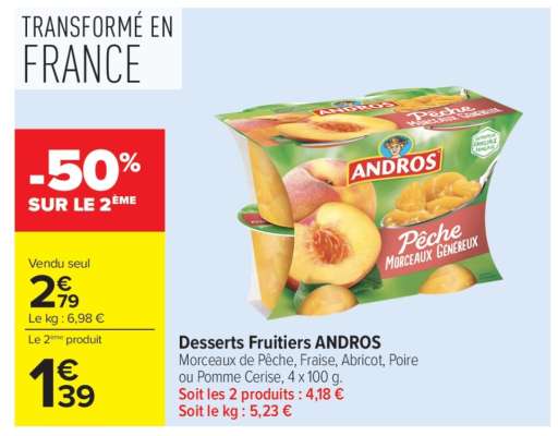 Desserts fruitiers ANDROS