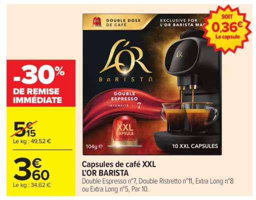 Capsules de café XXL L'OR BARISTA