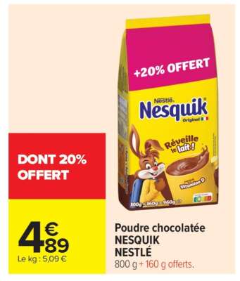 POUDRE CHOCOLATÉE NESQUIK NESTLÉ