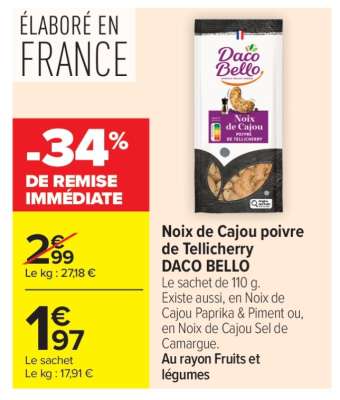 Noix de cajou poivre de Tellicherry DACO BELLO