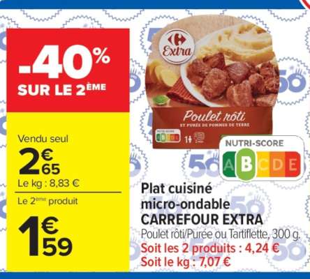 Plat cuisiné micro-ondable CARREFOUR EXTRA