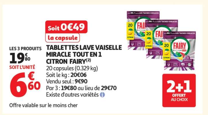 TABLETTES LAVE VAISSELLE MIRACLE TOUT EN 1 CITRON FAIRY