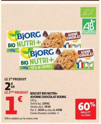 Biscuit Bio Nutri+ Avoine Chocolat Bjorg