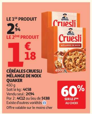 Céréales Cruesli Mélange De Noix Quaker