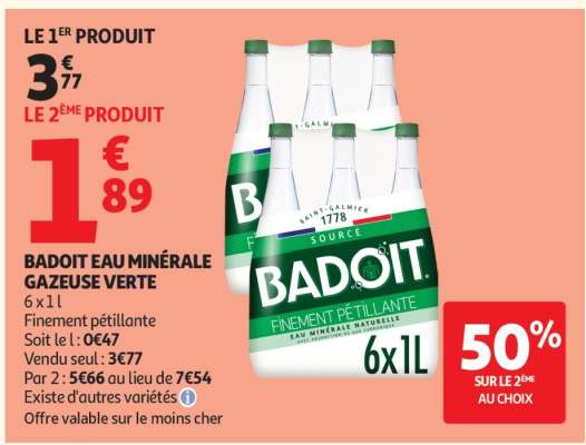 BADOIT EAU MINÉRALE GAZEUSE VERTE