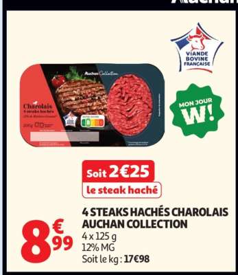 4 Steaks Hachés Charolais Auchan Collection