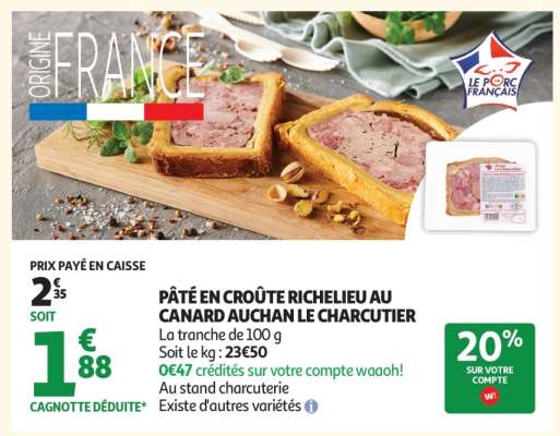 Pâté En Croûte Richelieu Au Canard Auchan Le Charcutier